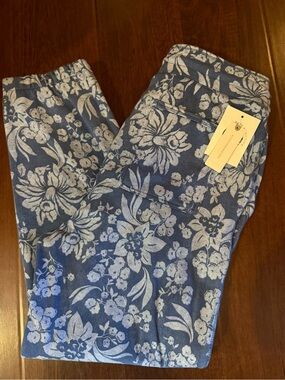 Anthropologie Daily Practice Blue Floral Print Lounge Jogger Pants